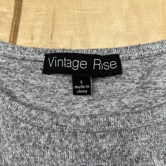 Vintage Rose Womens Large Gray Sunflower Western Boot Top Lightweight 3/4 Sleeve - Picture 3 of 8